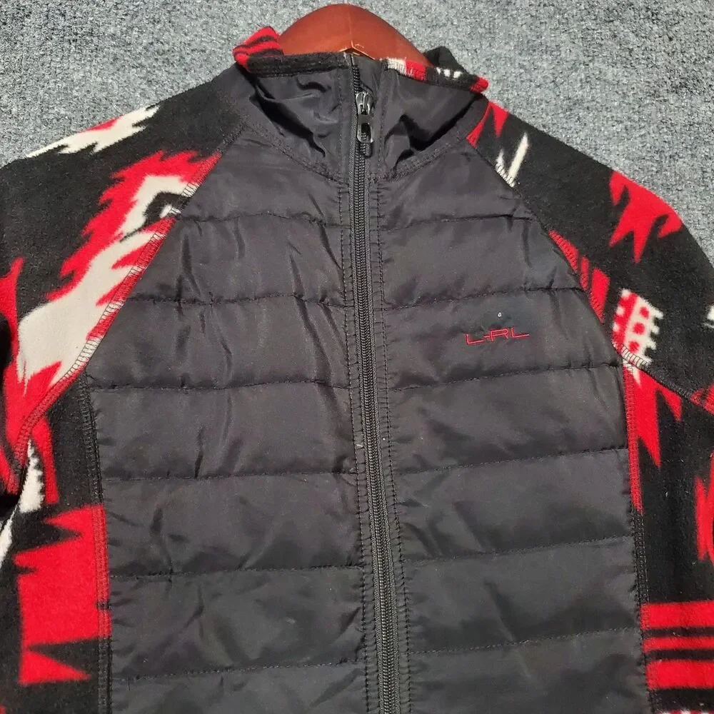 Lauren Ralph Lauren Jacket Women Small Red Aztec Southwest Fleece Full Zip LRL